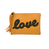 Leather Beaded "Love" Mini Clutch - Sidney Byron