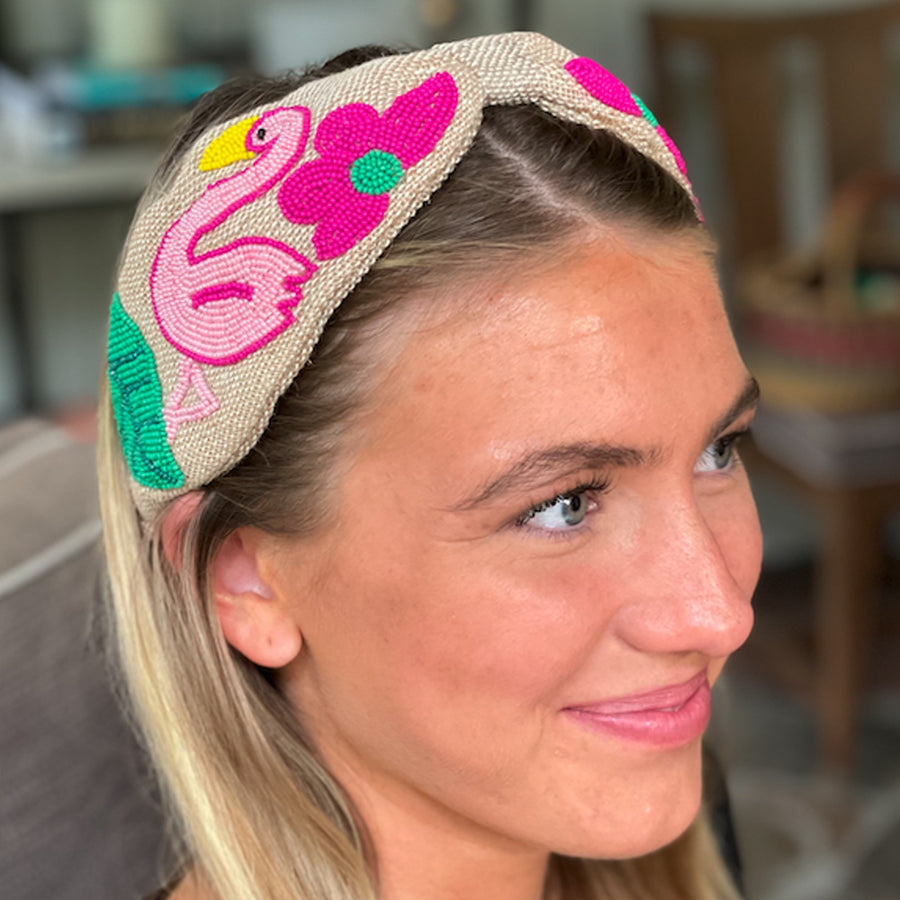 Beaded Flamingo Headband - Sidney Byron