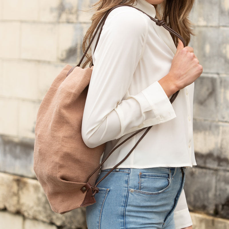 Italian Linen Backpack in Clay - Sidney Byron
