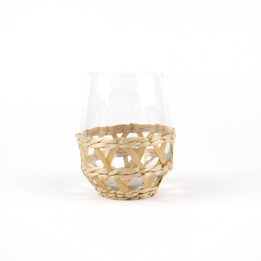 Natural Rattan Stemless Wine Glass - Sidney Byron