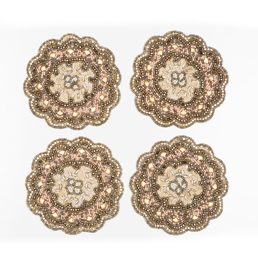 Rosette Beaded Coasters - Set of 4 - Sidney Byron