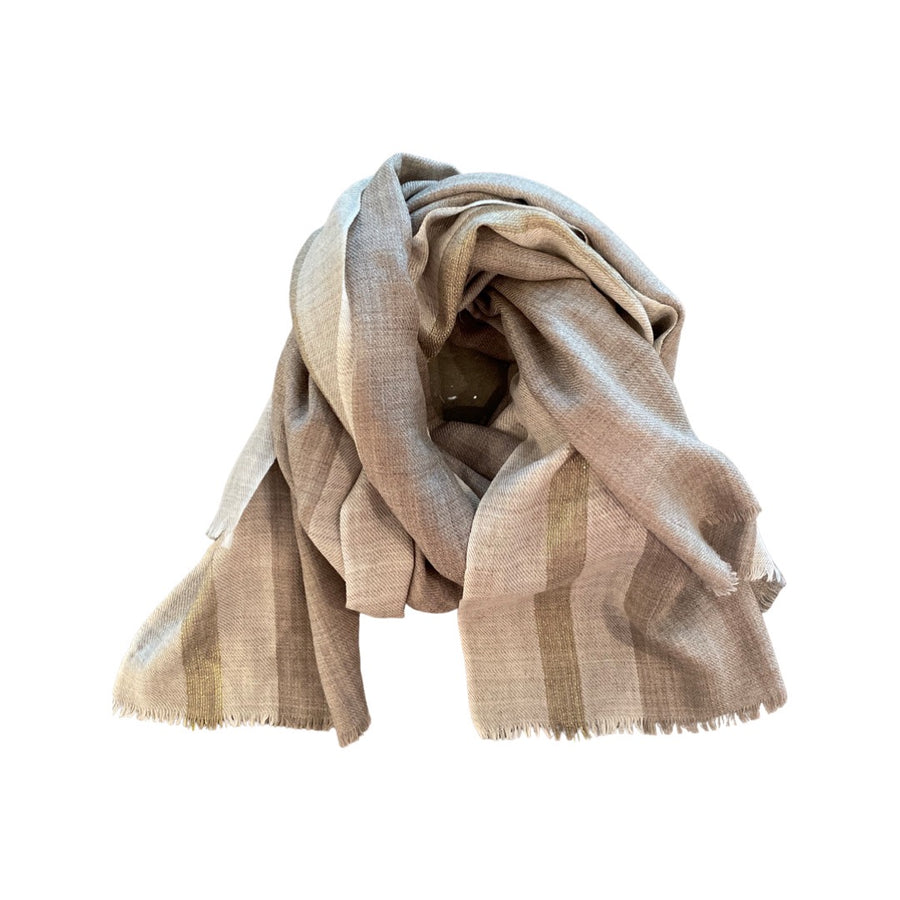 Graphic Stripe Scarf with Gold Hue - Sidney Byron